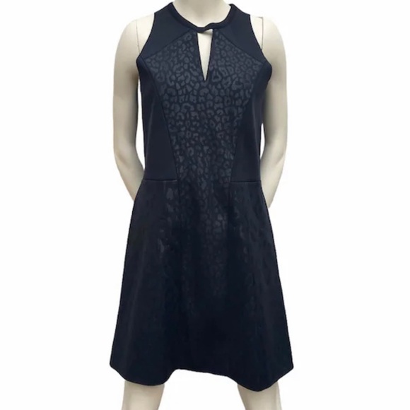 Maje A-Line Black Animal Print Scuba Dress - Picture 1 of 11